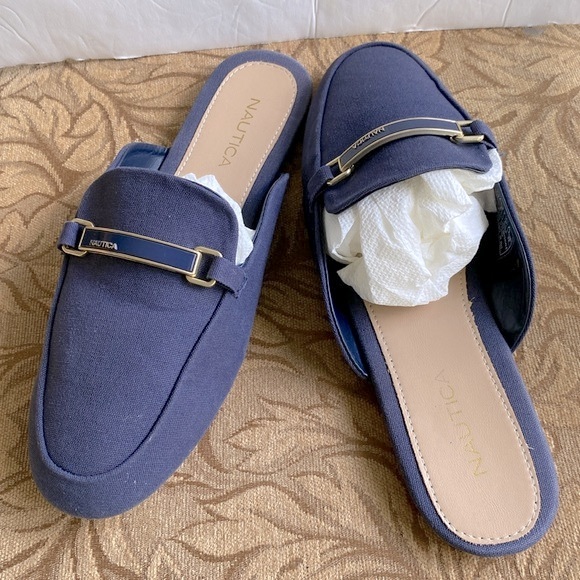 Nautical Labella woman’s navy blue loafer flat mules slip on textile upper 8.5🌹 - Picture 13 of 17